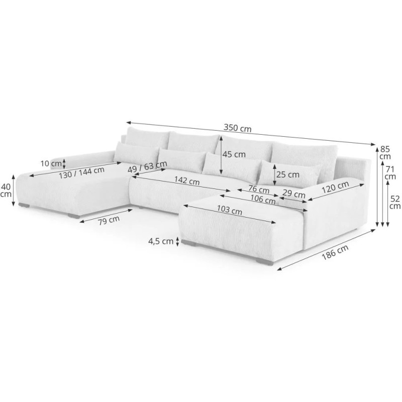 Rohová sedací souprava s funkcí spaní BENNY U | BeautySofa24.cz