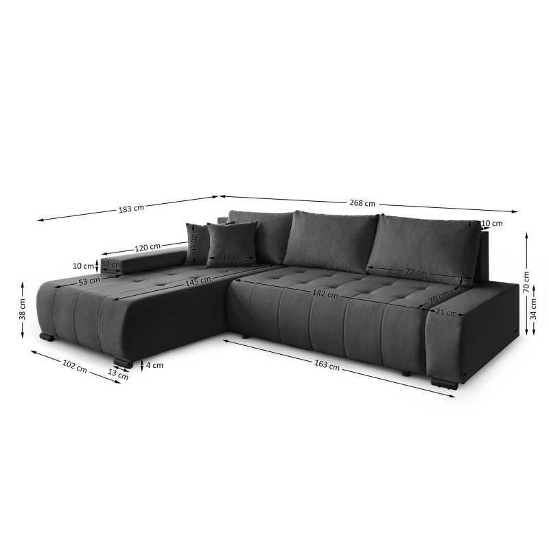 Rohová skříň s funkcí spaní DRACO L Barrel | BeautySofa24.cz