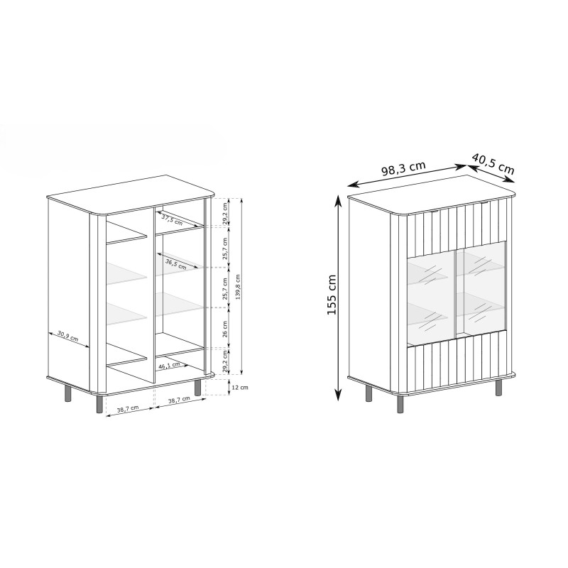 Moderní skleněná vitrína do obývacího pokoje NEVADA