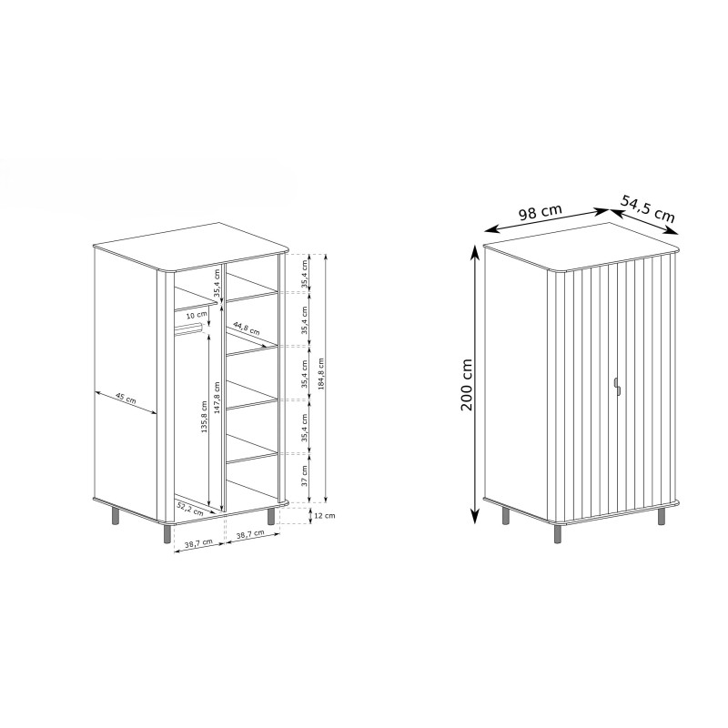 Dvoudveřová šatní skříň NEVADA - moderní design a praktický interiér