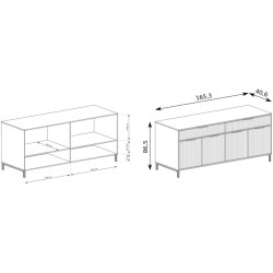 Velká komoda Linna s drážkovaným čelem
