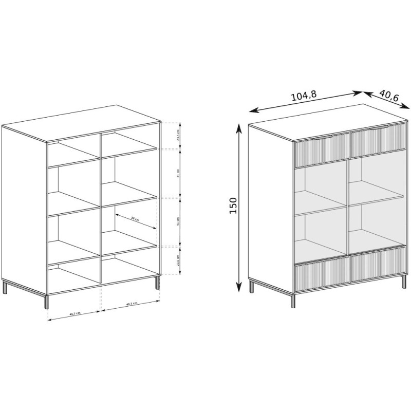 Dvoudveřová vitrína Linna s osvětlením LED