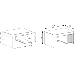 Moderní psací stůl Linna s drážkovaným čelem