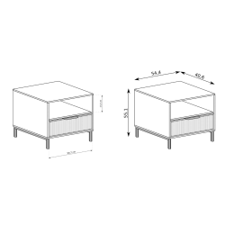 Noční stolek s drážkovaným čelem Linna