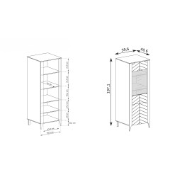 Vysoká vitrína Lume se skleněnou přední částí - moderní elegance a funkčnost