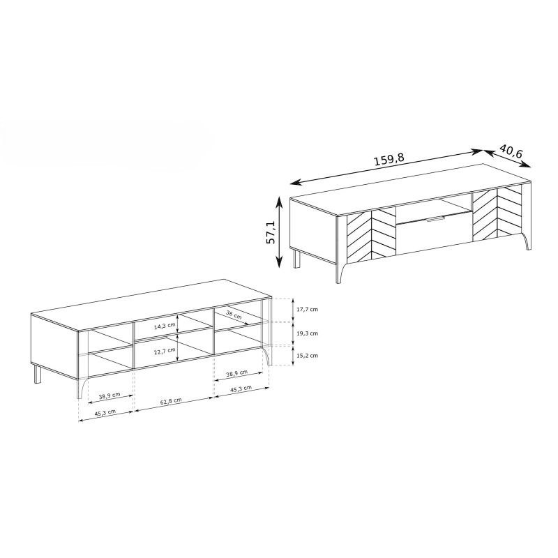 Moderní skříň RTV Lume 160 cm - styl a funkčnost