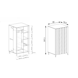 Úzká šatní skříň LUME 90 cm - moderní, funkční a stylová