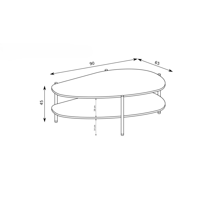Moderní konferenční stolek - černý, dvoupatrový, designový konferenční stolek