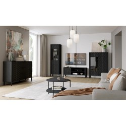 Moderní konferenční stolek - černý, dvoupatrový, designový konferenční stolek