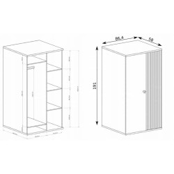 Dubová skříň Caya Artisan s lamelami - moderní a prostorná