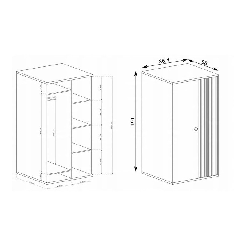 Dubová skříň Caya Artisan s lamelami - moderní a prostorná