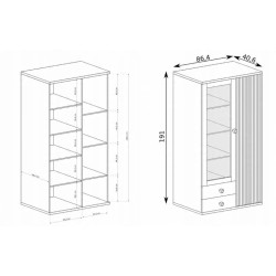 Dubová vitrína Caya Artisan s lamelami a LED - styl a funkčnost