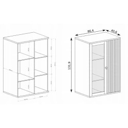 Dubová vitrína Caya Artisan s LED diodami - prosklená a funkční
