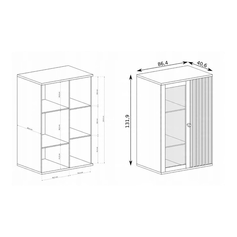 Dubová vitrína Caya Artisan s LED diodami - prosklená a funkční