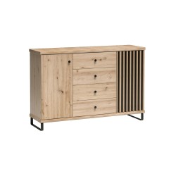 Komoda CAYA - dub Artisan | 4 zásuvky | 2 výšky | Loft Design