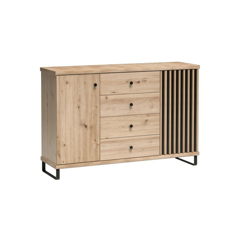 Komoda CAYA - dub Artisan | 4 zásuvky | 2 výšky | Loft Design