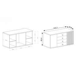 Komoda CAYA - dub Artisan | 4 zásuvky | 2 výšky | Loft Design