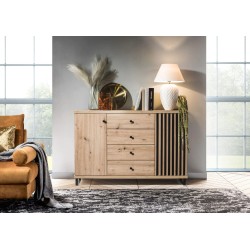 Komoda CAYA - dub Artisan | 4 zásuvky | 2 výšky | Loft Design