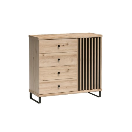 Jednodveřová komoda CAYA - 4 zásuvky | Loft style | Artisan dub | 2 výšky