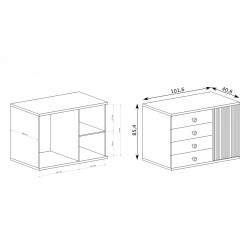 Jednodveřová komoda CAYA - 4 zásuvky | Loft style | Artisan dub | 2 výšky