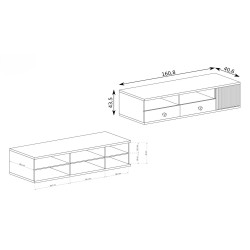 CAYA RTV skříňka s lamelami | Dub Artisan | 2 zásuvky | 2 výšky