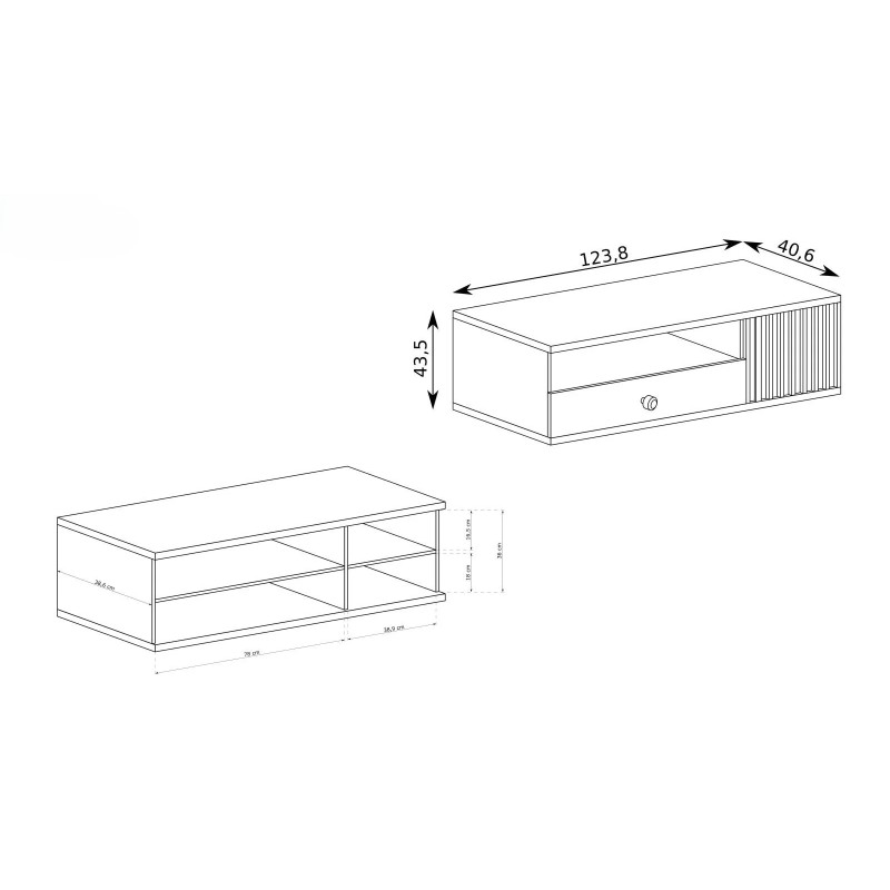 CAYA RTV skříňka - moderní RTV stolek s lamelami