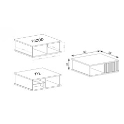 Konferenční stolek CAYA Artisan dub - Lavice s lamelami a zásuvkou do obývacího pokoje