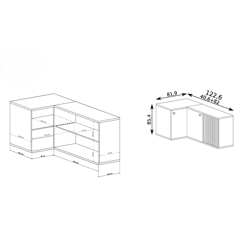 Rohová komoda s lamelami - styl a funkčnost