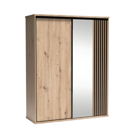 Posuvná skříň CAYA se zrcadlem a lamelami - 179 cm