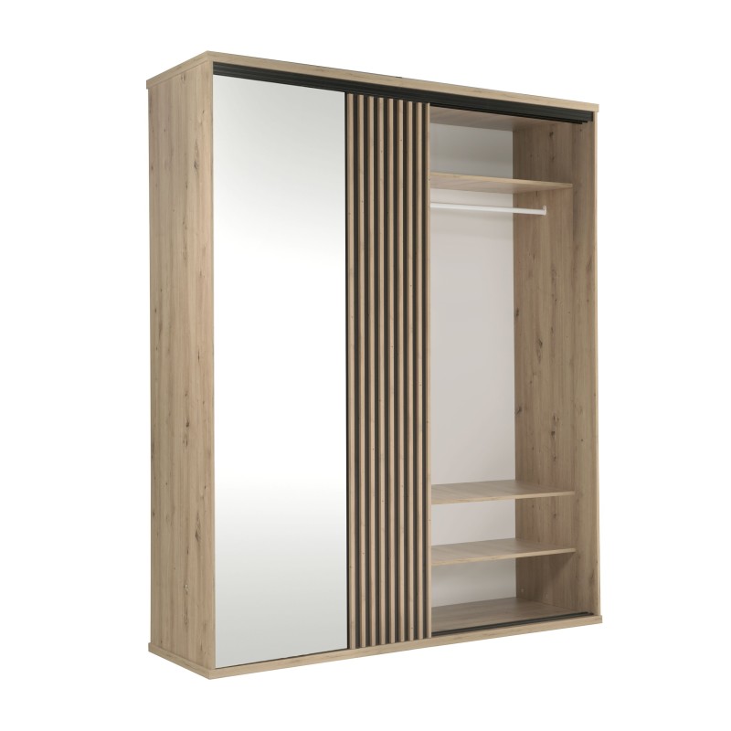 Posuvná skříň CAYA se zrcadlem a lamelami - 179 cm