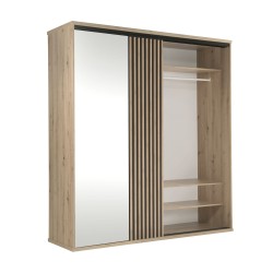 Posuvná skříň CAYA se zrcadlem a lamelami - šířka 199 cm