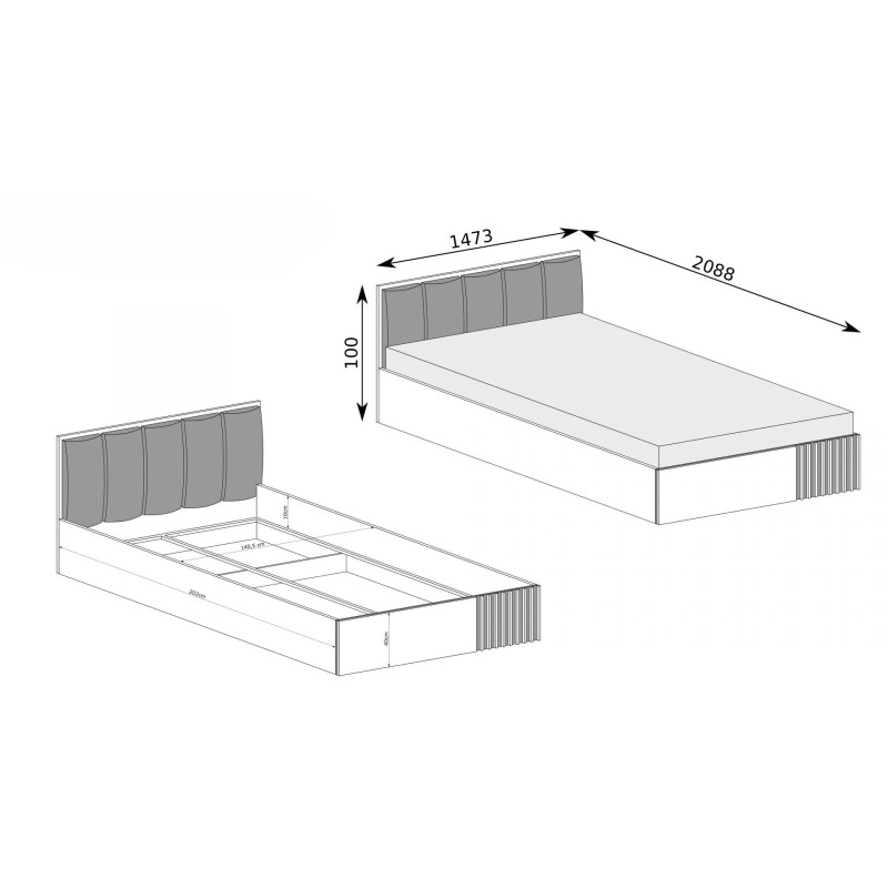 Moderní postel CAYA s úložným prostorem a rošty