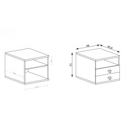 Noční stolek CAYA - 2 zásuvky, police, moderní design