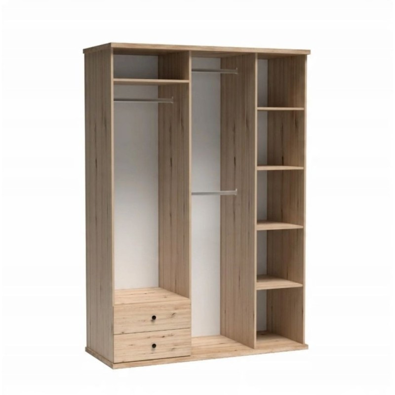 CAYA 150 cm velká šatní skříň se zásuvkami - dub Artisan