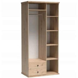 Šatní skříň se zrcadlem a zásuvkami CAYA 100 cm - dub Artisan, loftový styl