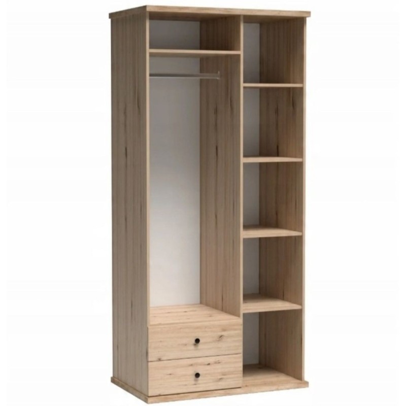 Šatní skříň se zrcadlem a zásuvkami CAYA 100 cm - dub Artisan, loftový styl