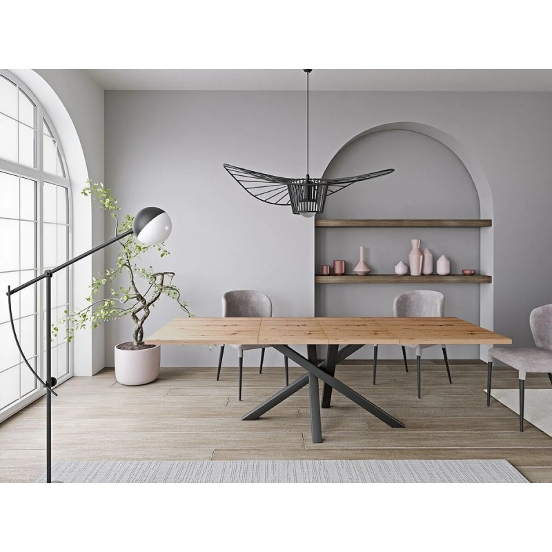 Moderní skládací stůl CAYA 160-260 cm - loftový design, kovové nohy