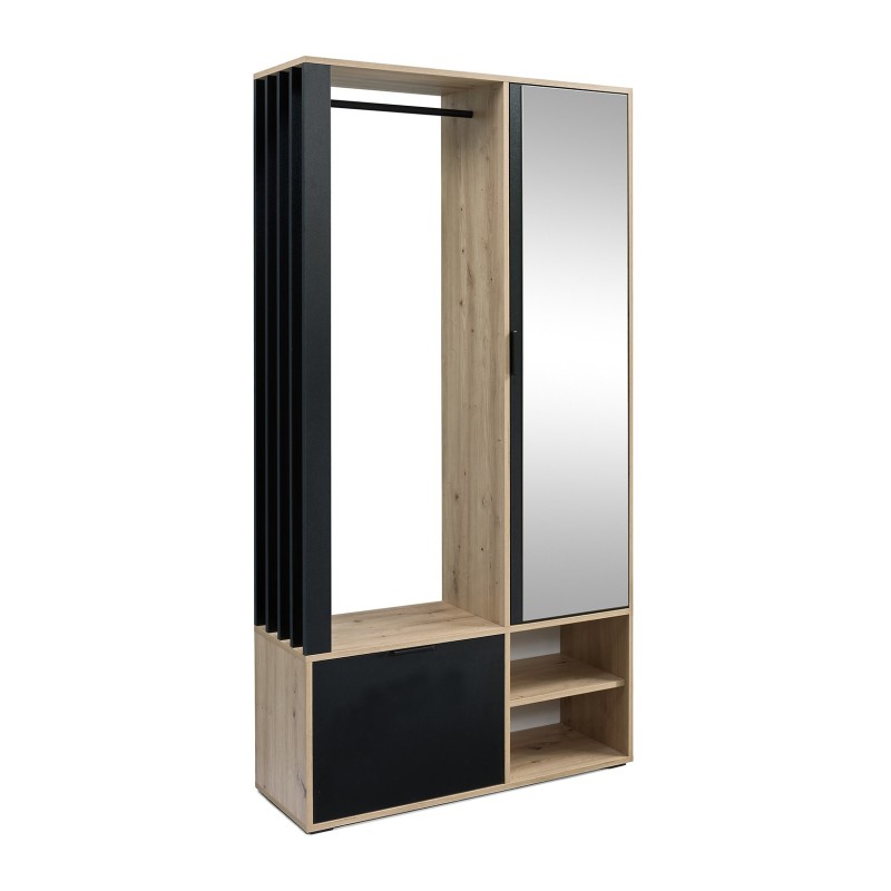 Šatní skříň se zrcadlem LIMO 100 cm - se sedákem nebo bez, v loftovém stylu