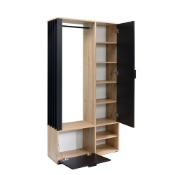 Šatní skříň se zrcadlem LIMO 100 cm - se sedákem nebo bez, v loftovém stylu