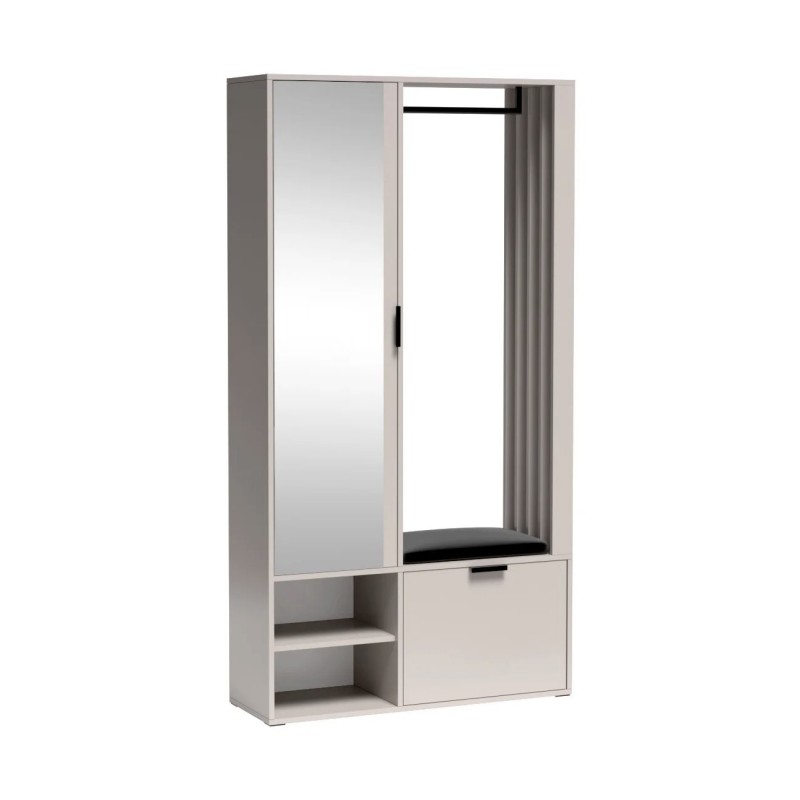 Šatní skříň se zrcadlem LIMO PLUS 100 cm - se sedákem nebo bez něj