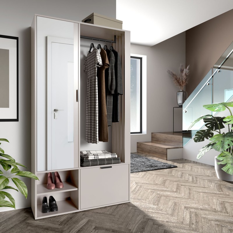 Šatní skříň se zrcadlem LIMO PLUS 100 cm - se sedákem nebo bez něj