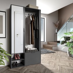 Šatní skříň se zrcadlem LIMO PLUS 100 cm - se sedákem nebo bez něj