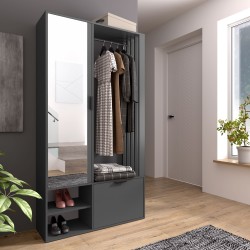 Šatní skříň se zrcadlem LIMO PLUS 100 cm - se sedákem nebo bez něj