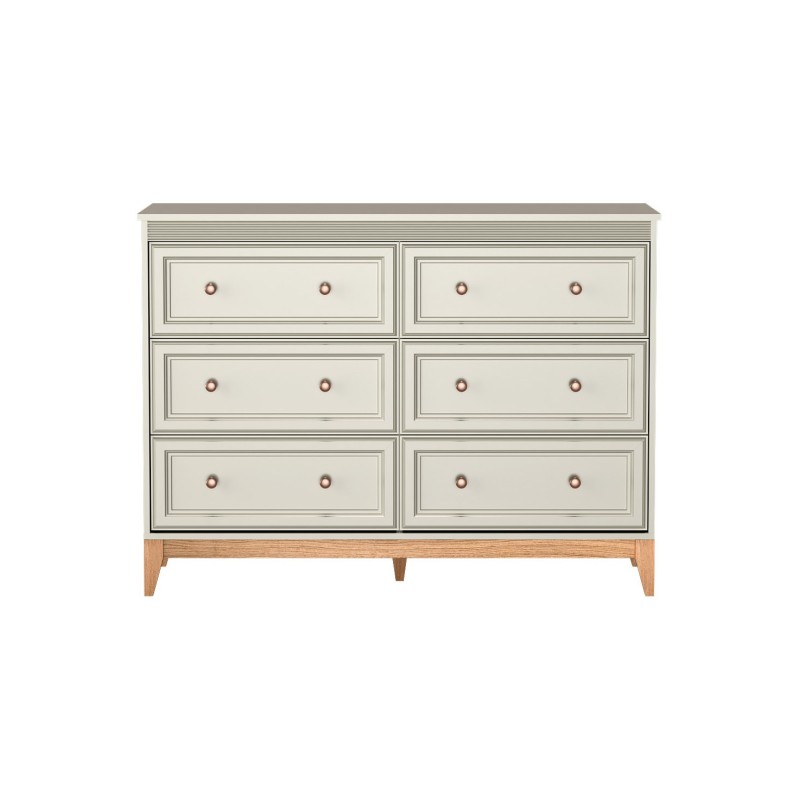 Komoda Charlott 135 cm - 6 zásuvek, klasický styl