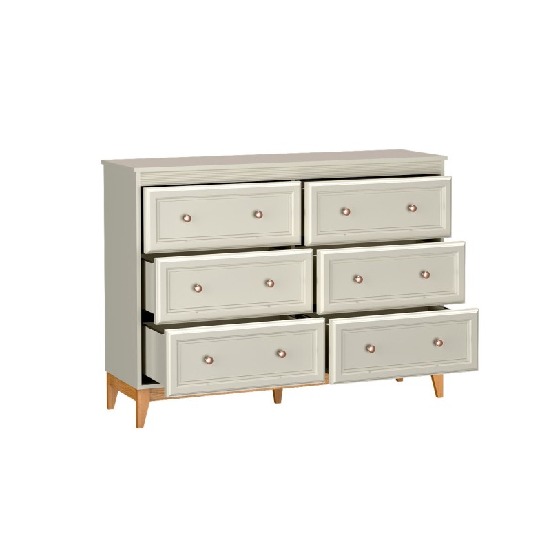 Komoda Charlott 135 cm - 6 zásuvek, klasický styl