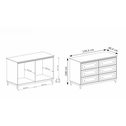 Komoda Charlott 135 cm - 6 zásuvek, klasický styl