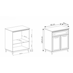 Komoda Charlott 92 cm - vysoká, se zásuvkou a dvířky