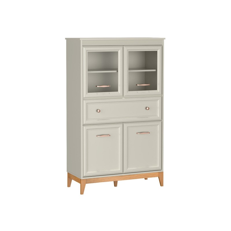 Stylová vitrína Charlott - sklo, police, zásuvka