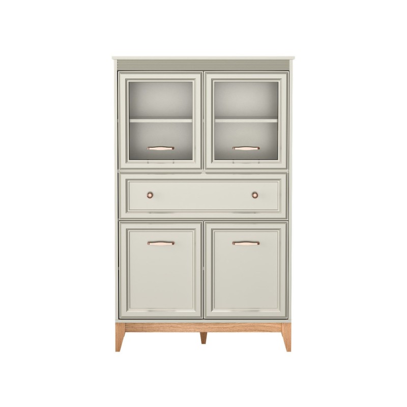 Stylová vitrína Charlott - sklo, police, zásuvka