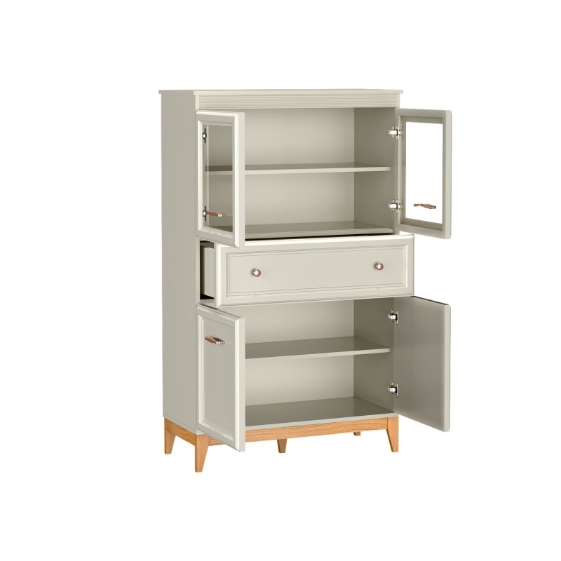 Stylová vitrína Charlott - sklo, police, zásuvka